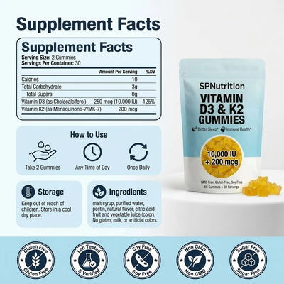 SPNutrition D3 + K2 Gummies (30 Day Supply)